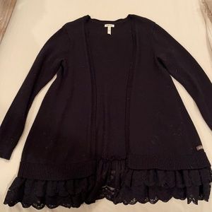 Matilda Jane black sweater with lace detail at bottom